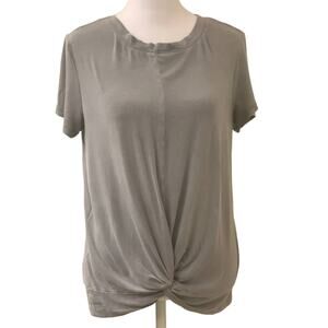 T.B.O. Women's Grey T-Shirt Front Seam Knotted Twisted Bottom Size Medium